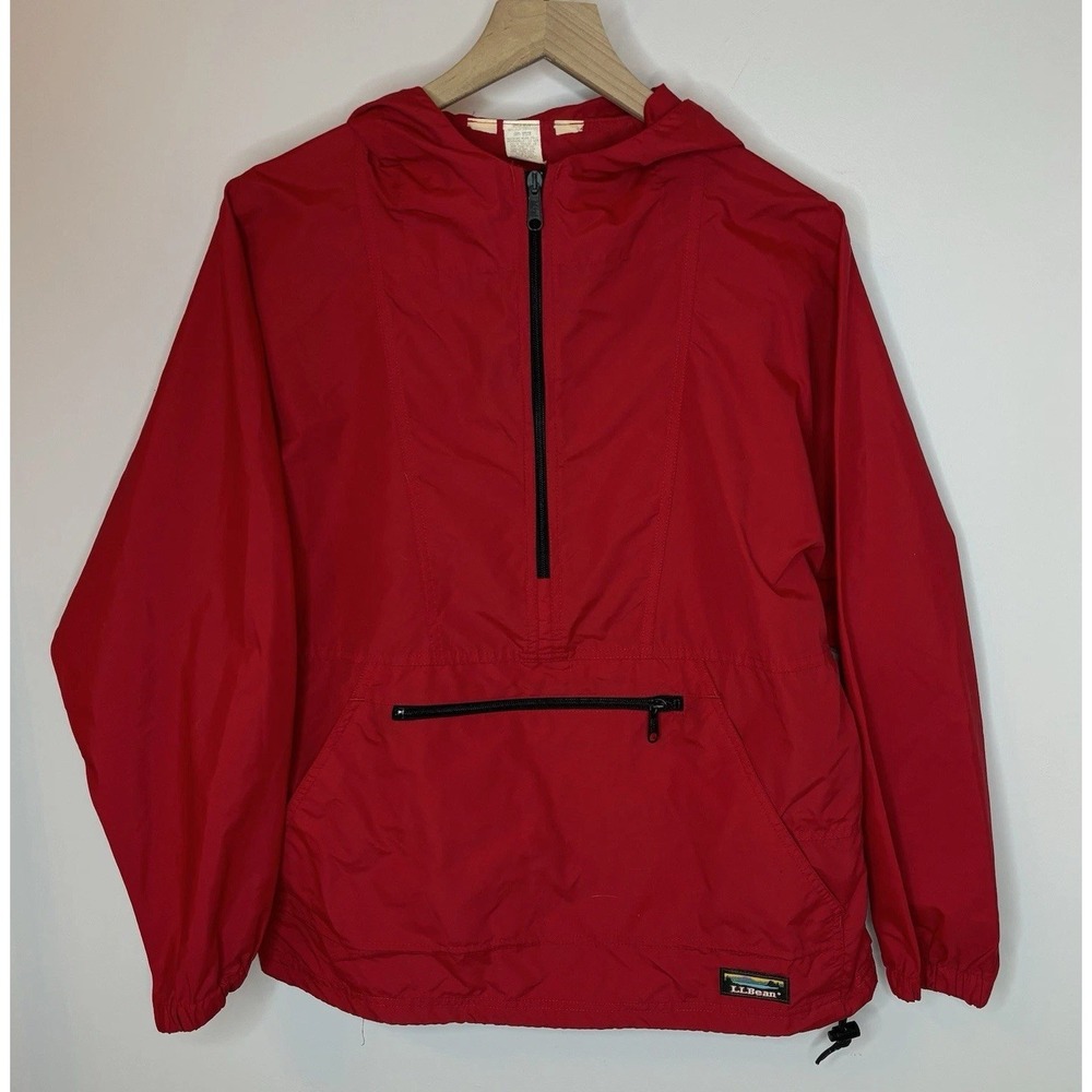 Vintage LL Bean Jacket Women's Small Red‎  Anorak Windbreaker Classic Oversized